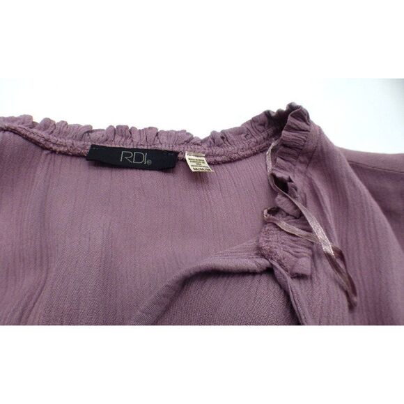 RDI Women’s Flutter Sleeve , Tie Front, Elastic Waist Gauze Crinkle Mini Dress, - Picture 8 of 10